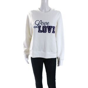 Hedge Womens Long Sleeves Crew Neck Sweatshirt White Cotton Size Extra Large